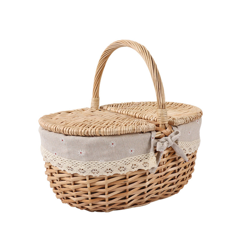 Ladies stylish storage basket with decorative fabric trim Kalsten