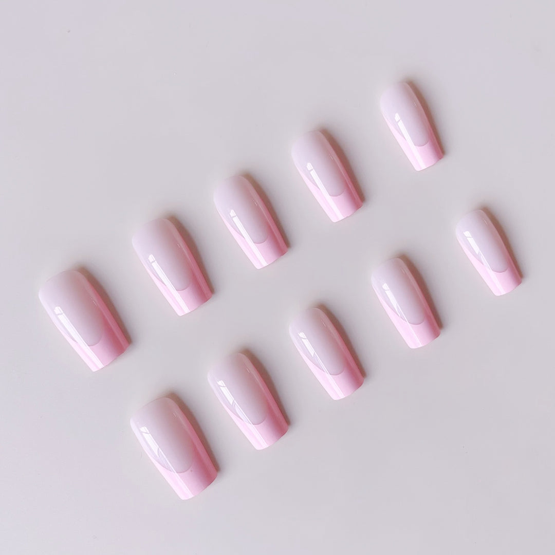 Acrylic Nail Set with Elegant French Design and Gloss Finish Kalsten