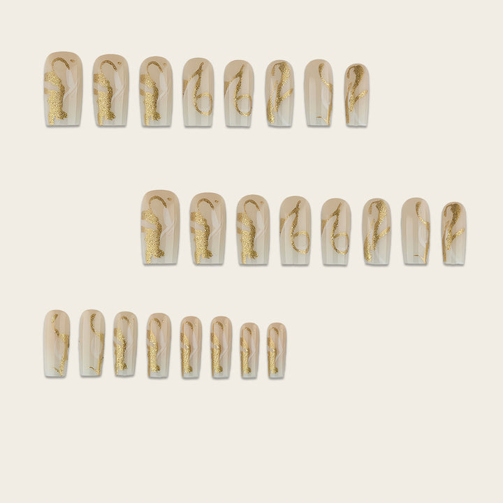 Artificial nails with elegant gold accents Kalsten