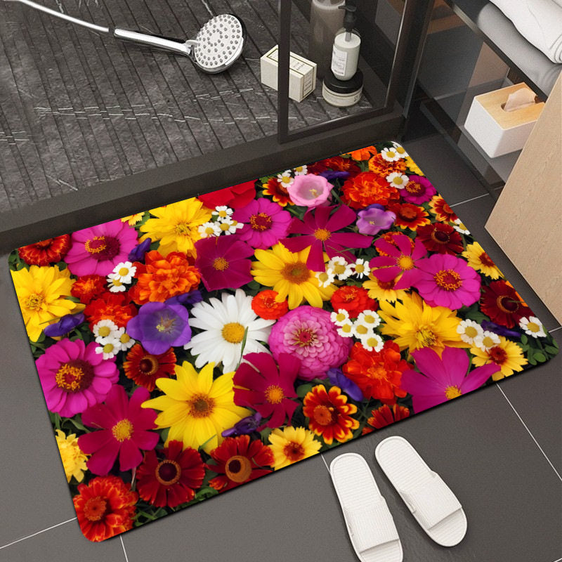 Floral Design Memory Foam Bath Mat Kalsten