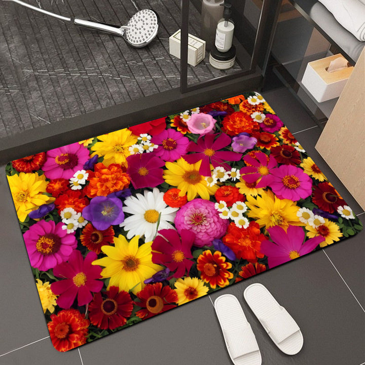 Floral Design Memory Foam Bath Mat Kalsten