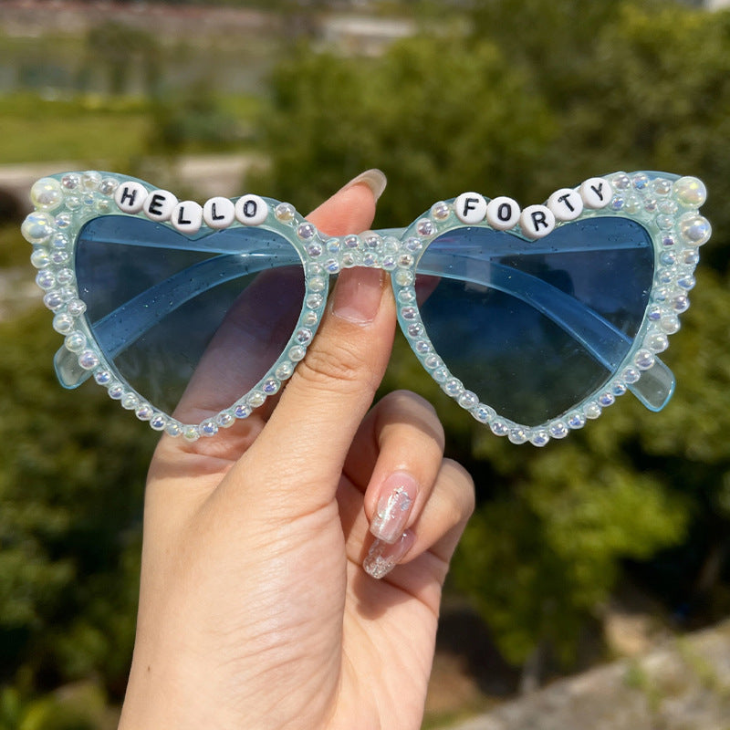 Pearl-Embellished Cat-Eye Sunglasses Kalsten