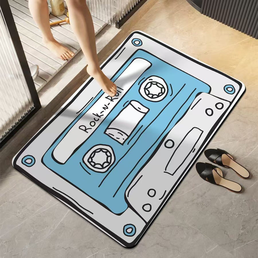 Retro Music-Themed Bath Mat