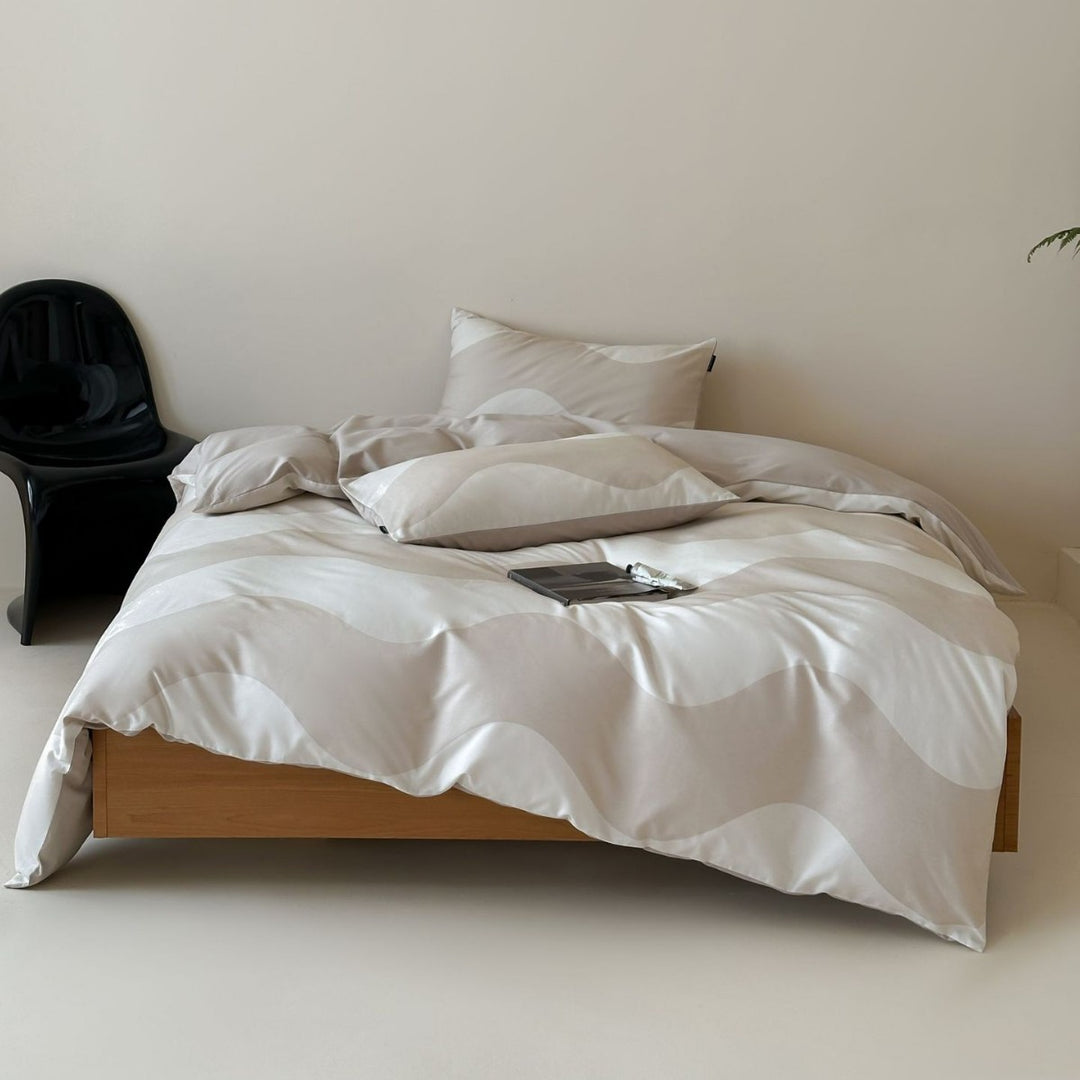 Duvet cover set made of cotton satin with Boho-Ethno pattern and reversible function