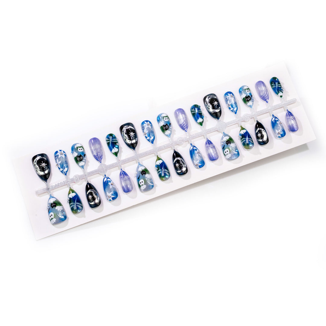 Artistic Press-On Nail Art Set with Nature-Inspired Designs Kalsten