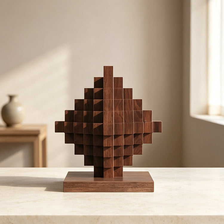 Artistic Geometric Wooden Sculpture