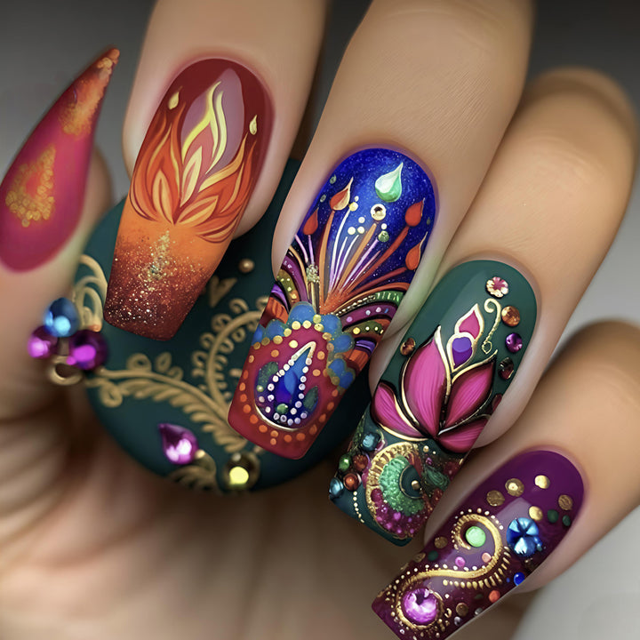Artificial nails with eccentric ornament design Kalsten