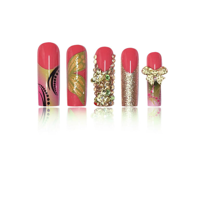 Artistic Floral Press-On Nail Set Kalsten