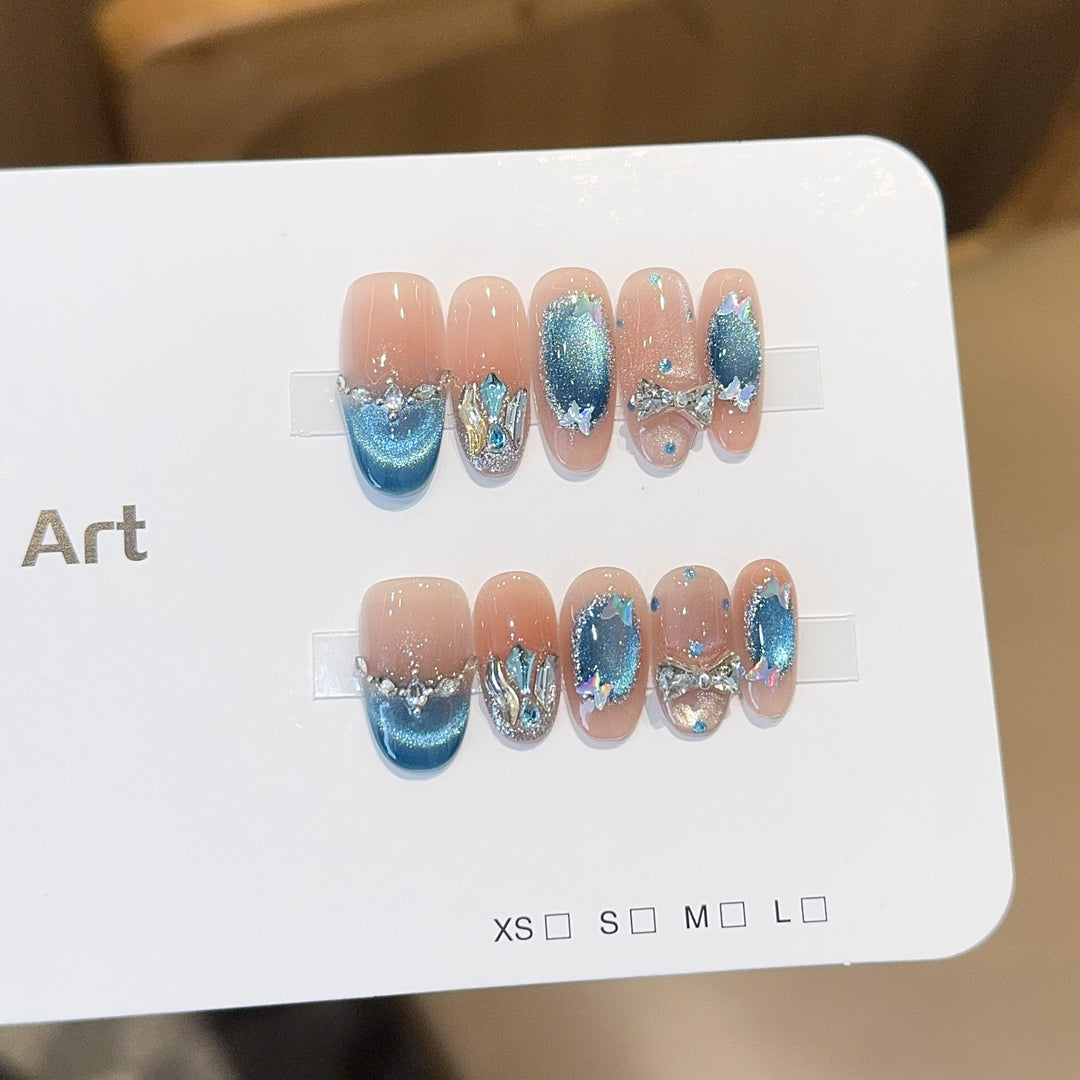 Artificial nail tips with glitter and watercolor effect Kalsten