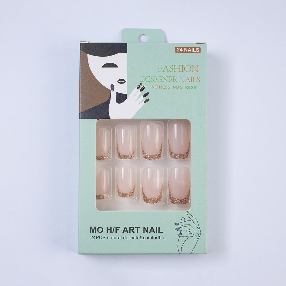Glamorous artificial nails with glitter French tip Kalsten