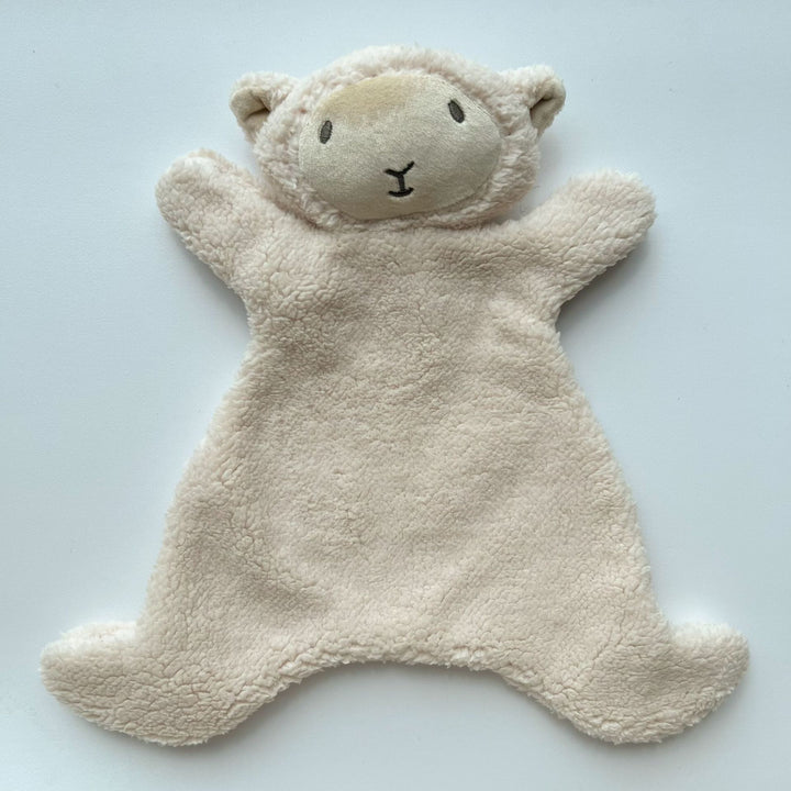 Handmade Organic Cotton Long-Leg Bunny Plush with Embroidered Overalls