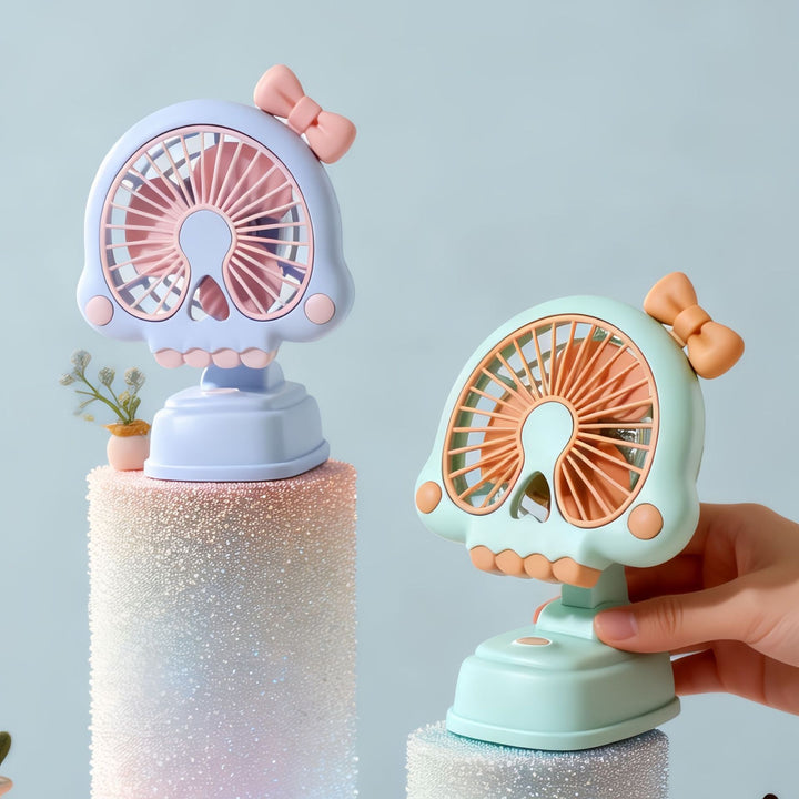 Ladies Portable Hand Fan in Unique Skull Design Kalsten