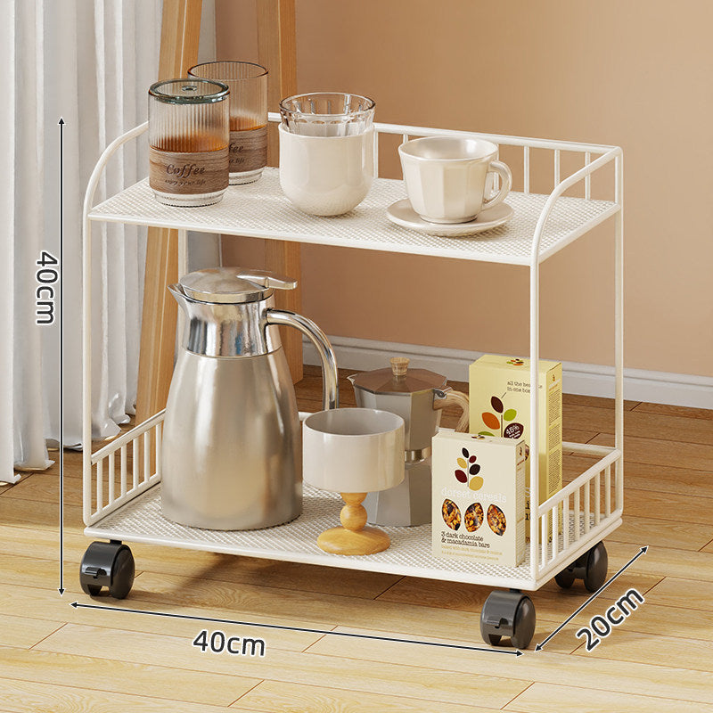 Compact Two-Tier Mesh Serving & Utility Cart with Locking Swivel Casters