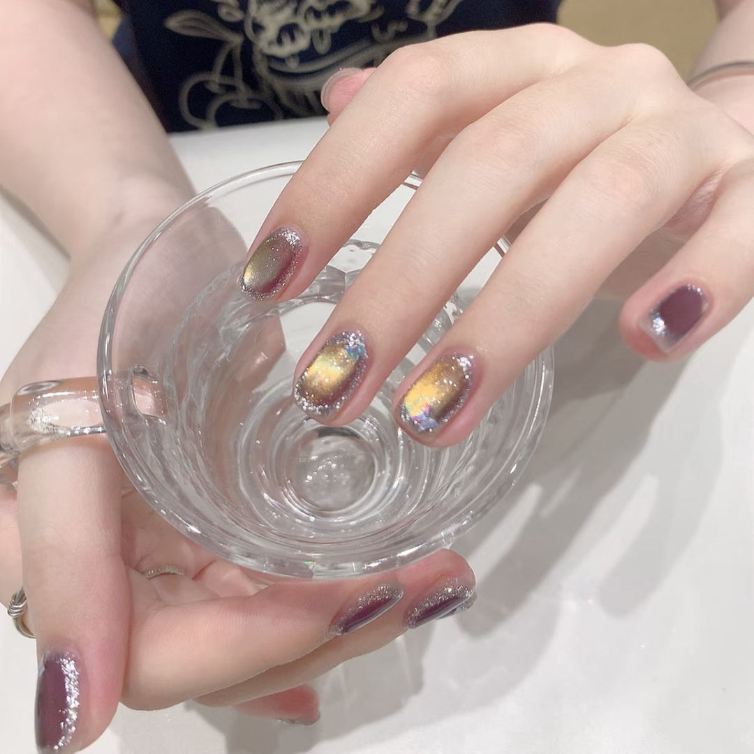 Metallic Galaxy Press-On Nail Art