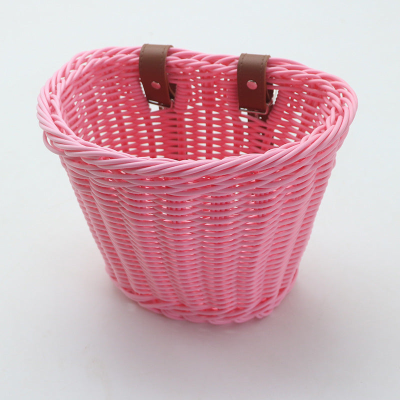 Decorative Woven Storage Basket with Leather Handles Kalsten