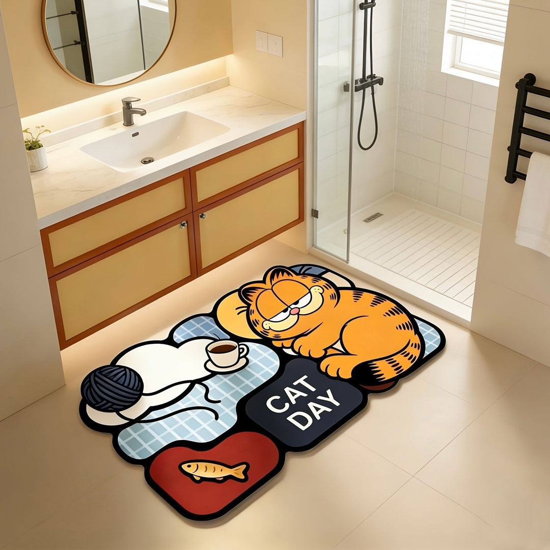 Cartoon Cat-Themed Toilet Bath Mat