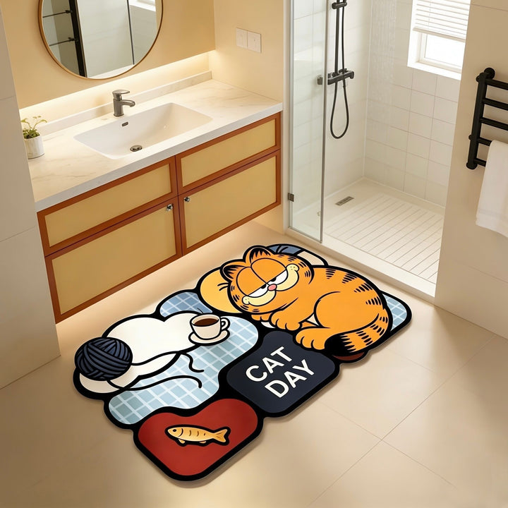 Cartoon Cat-Themed Toilet Bath Mat