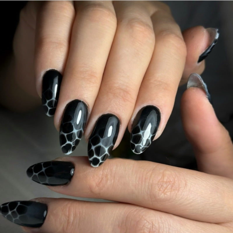 Artistic Press-On Nail Set with Geometric Design Kalsten