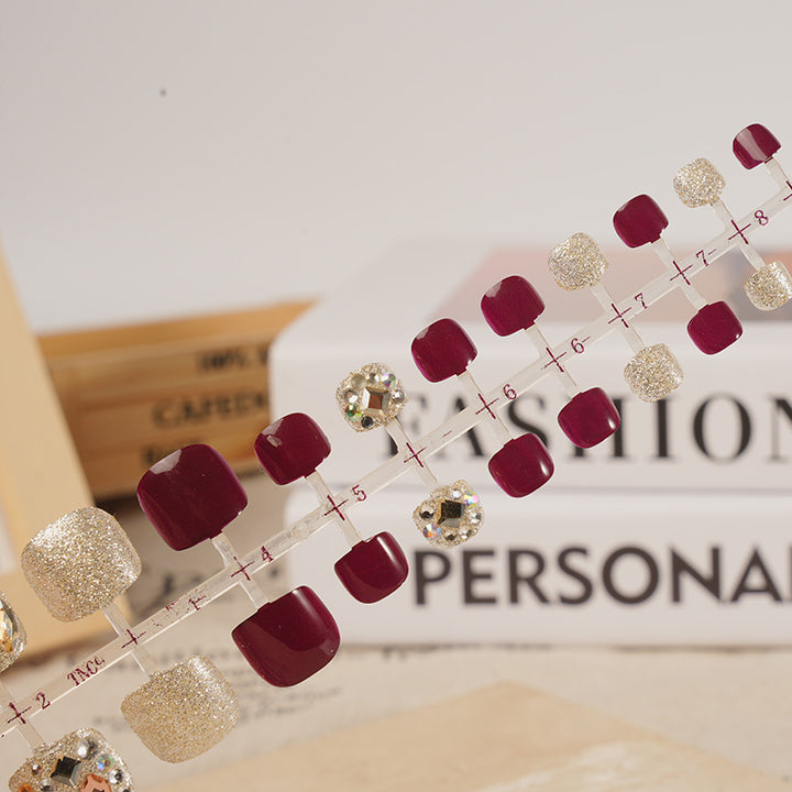 Glamorous Press-On Nail Set with Rhinestone Accents Kalsten