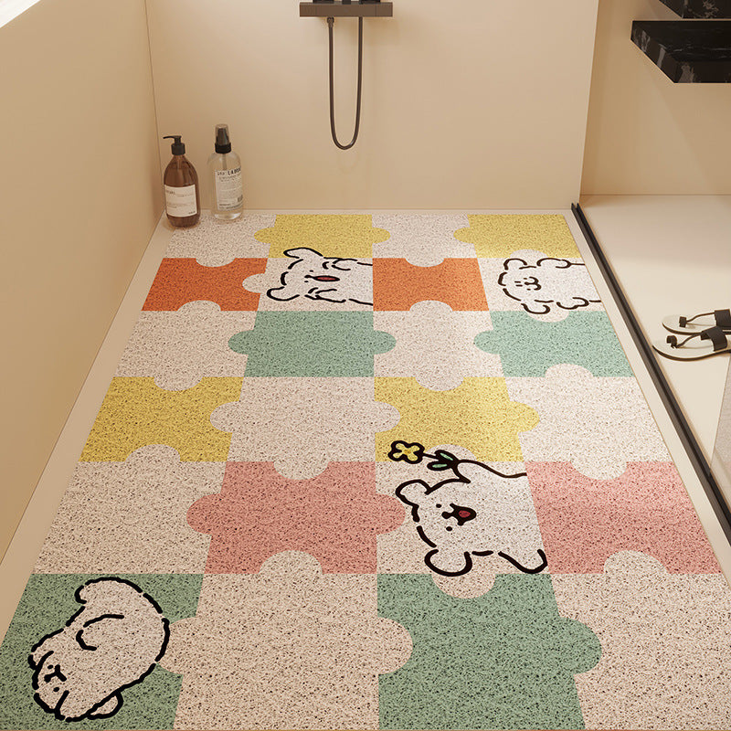 Playful Puzzle-Themed Bathroom Mat