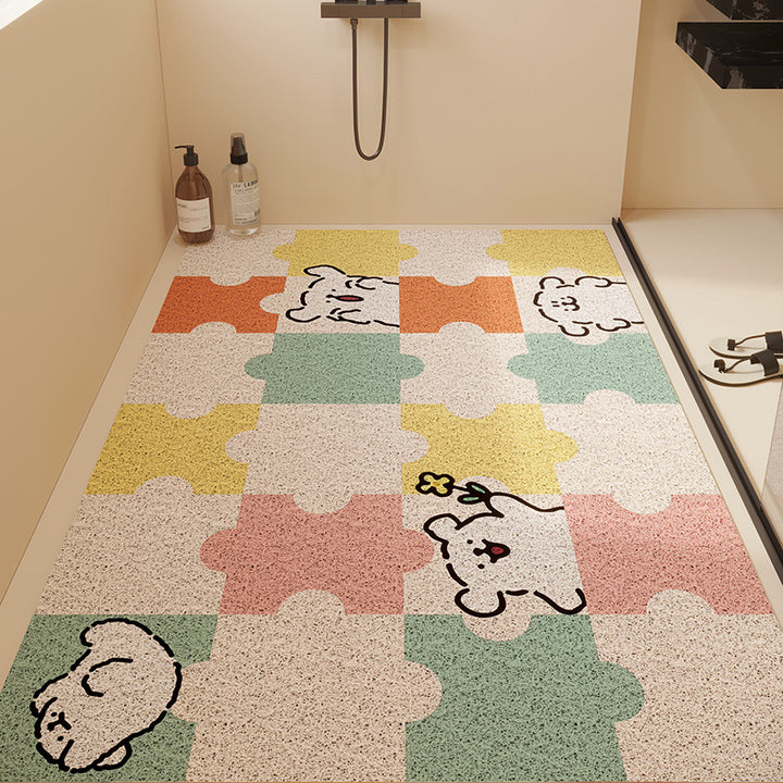 Playful Puzzle-Themed Bathroom Mat