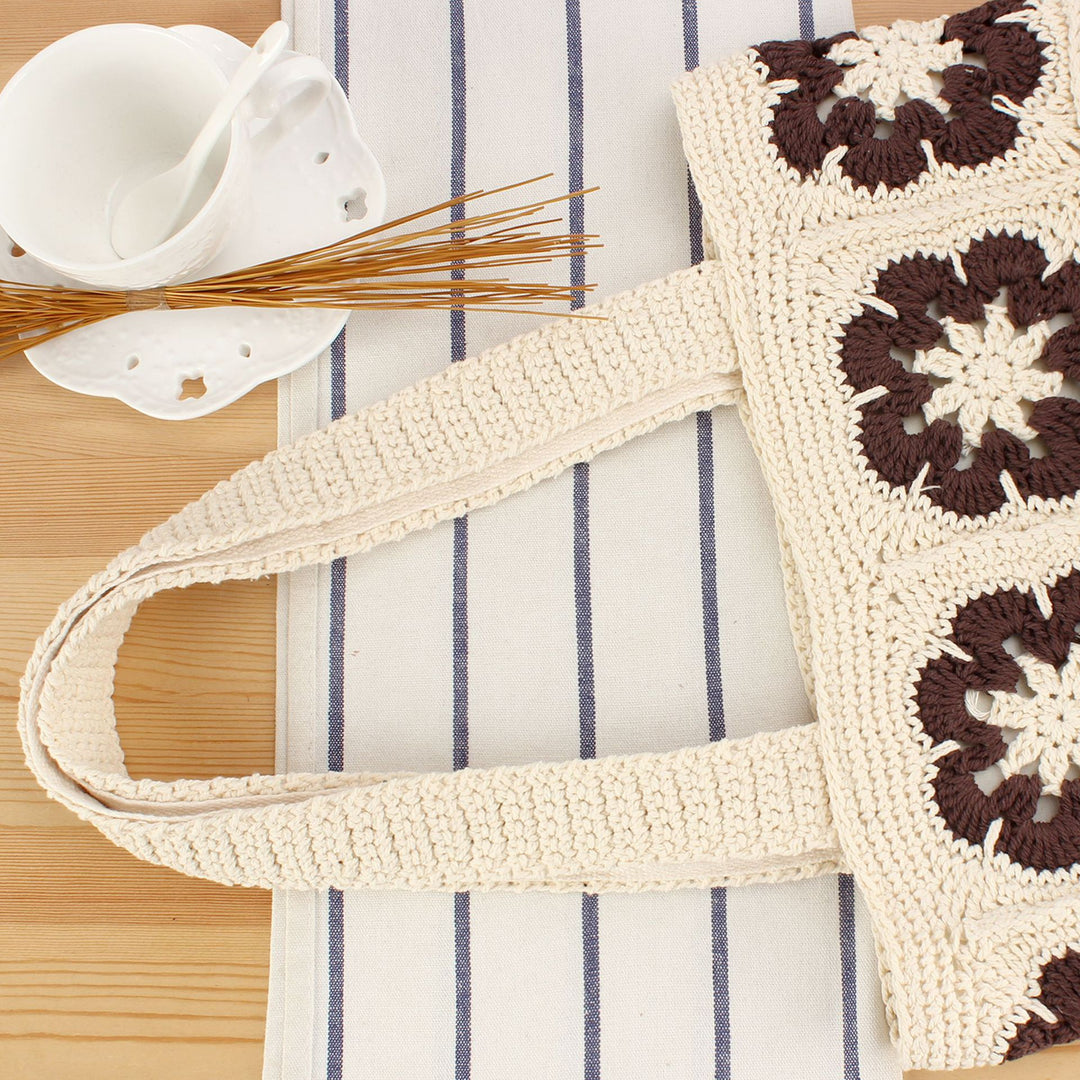 Hand-knotted shopping bag with floral design Kalsten