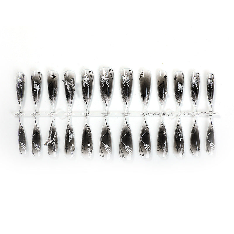 Artificial nail set with elegant floral design and sparkling accents Kalsten