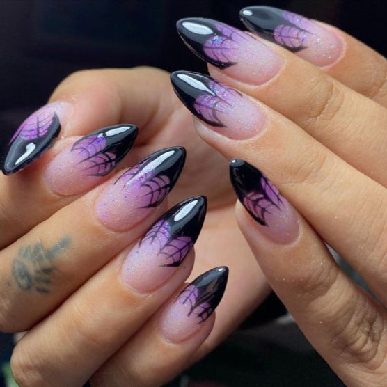 Artistic Press-On Nail Set with Lavender Ombre Design Kalsten