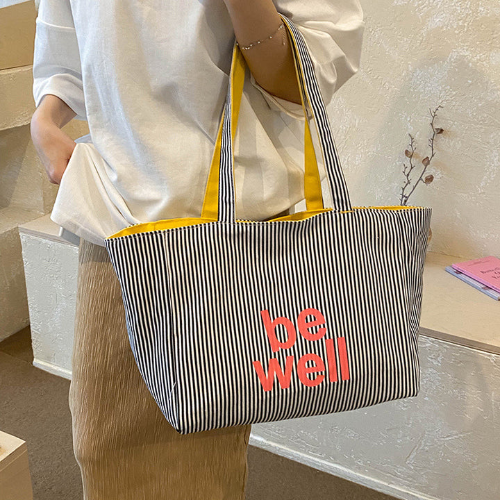 Striped Canvas Tote Bag