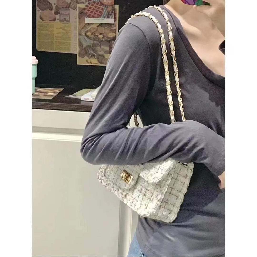 Textured Chain-Detail Crossbody Bag Kalsten