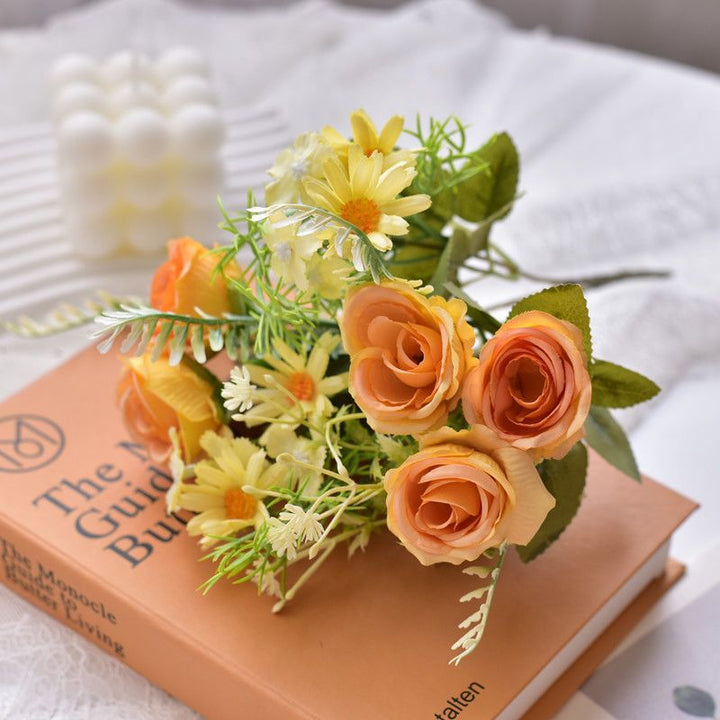 Lifelike Artificial Floral Bouquet with Fern Accents