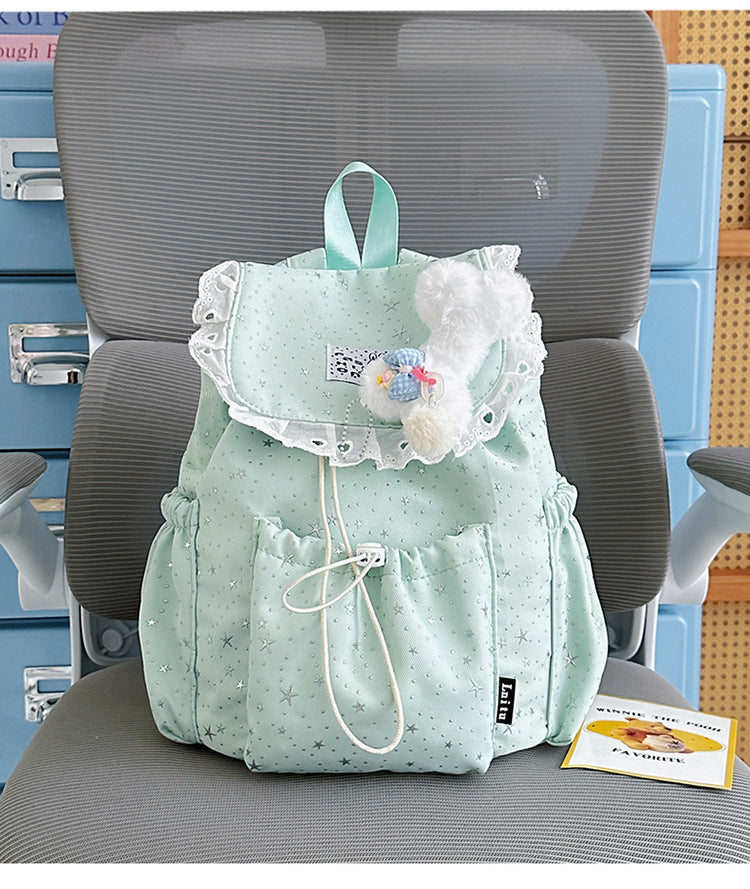 Star Print Ruffled Backpack Kalsten