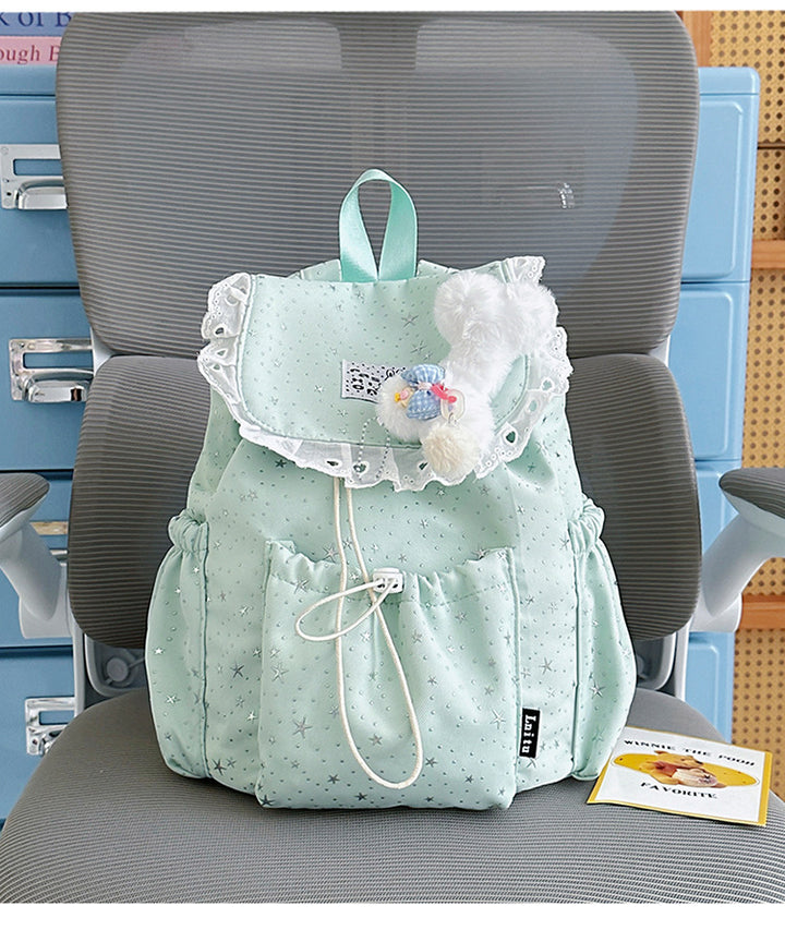 Star Print Ruffled Backpack Kalsten