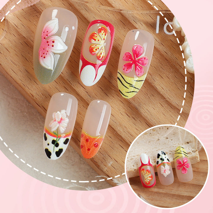 Artistic Floral Decorative Press-On Nail Set