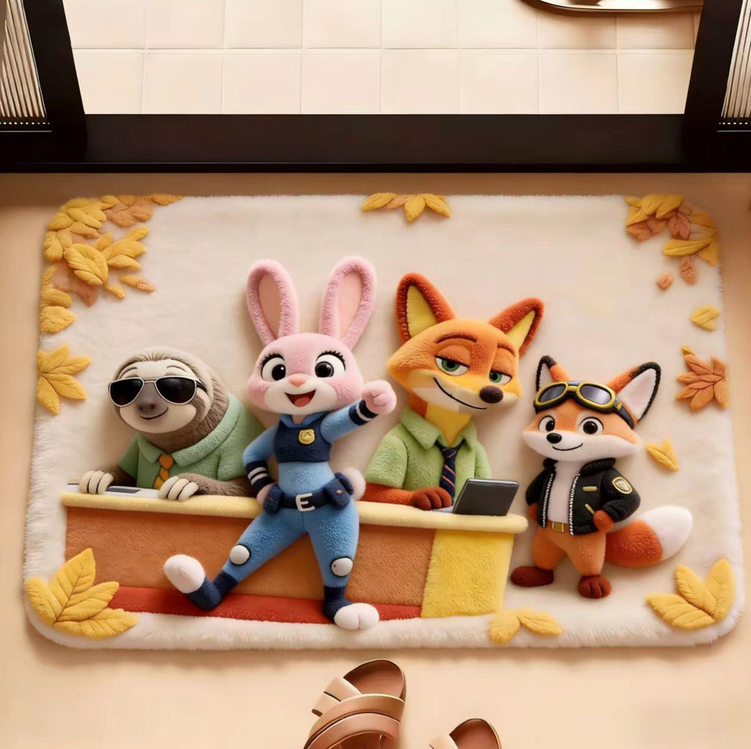 Cartoon Character Plush Mat for Interiors