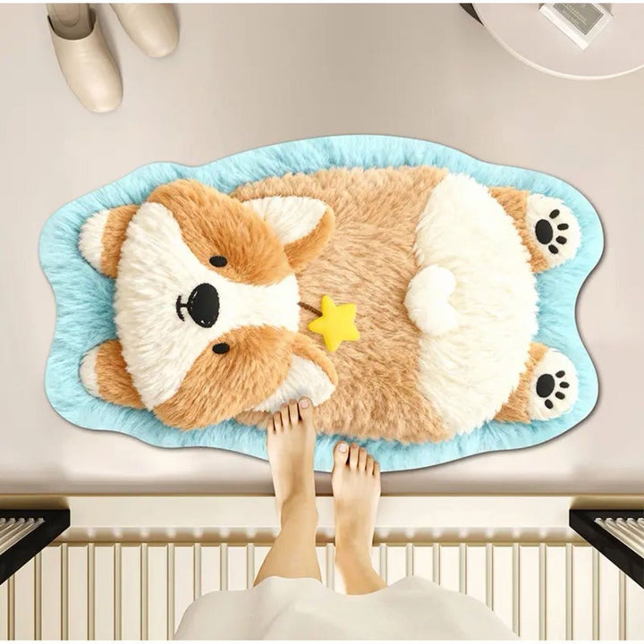 Plush Dog-Themed Bath Mat