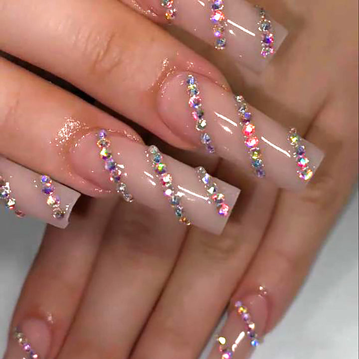 Acrylic nail set with sparkling rhinestone accents Kalsten
