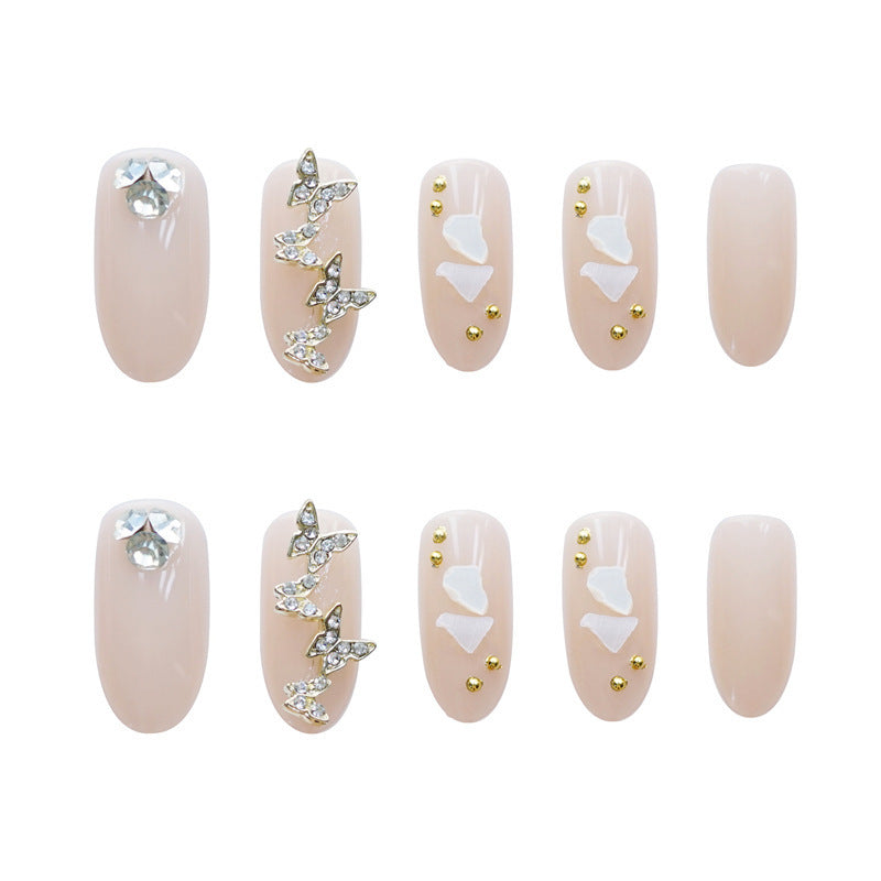 Luxury Decorative Press-On Nail Art with Gem Accents Kalsten