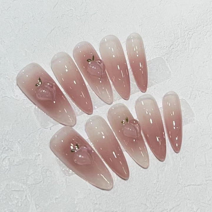 Elegant Press-On Almond Nail Set with Heart Detail Kalsten