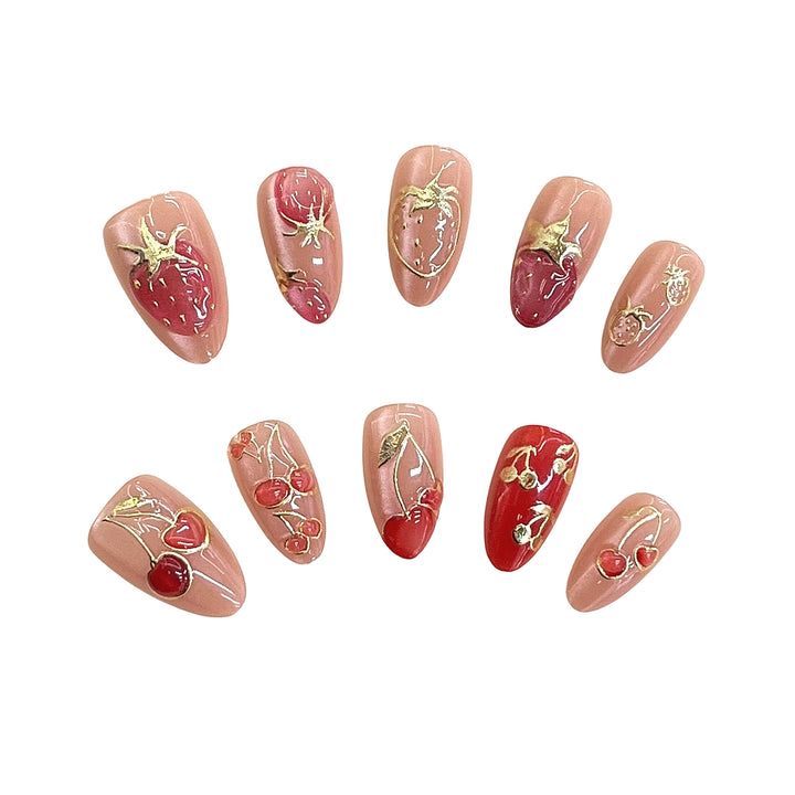 Artistic Floral-Accent Press-On Nails Set Kalsten
