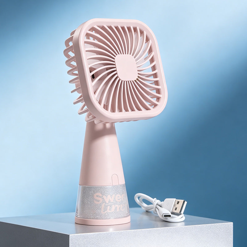 Ladies Portable Hand Fan with USB Charging Function and Flexible Tilt Mechanism Kalsten