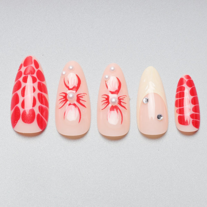 Artistic Floral and Texture Stiletto Nail Extensions Kalsten