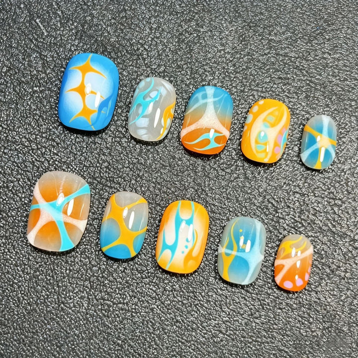 Artistic Coffee-Inspired Press-On Nail Art Set Kalsten