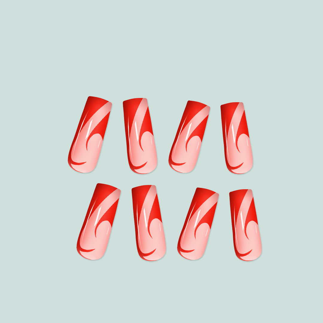 Artful nail extensions with fire pattern Kalsten