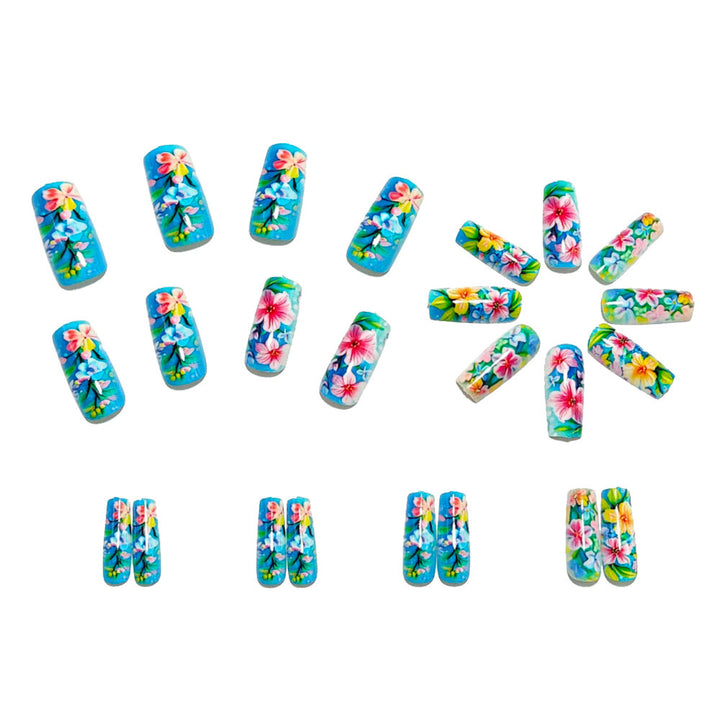 Artificial nail set with flower design and glossy finish Kalsten