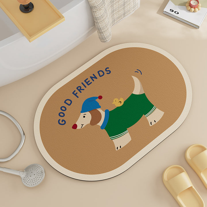Fun Cartoon Dog Bath Mat