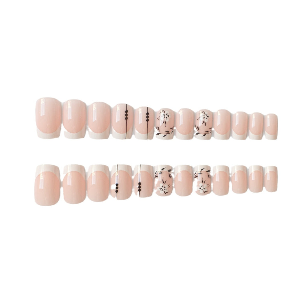 Elegant Floral French Tip Nail Art Set