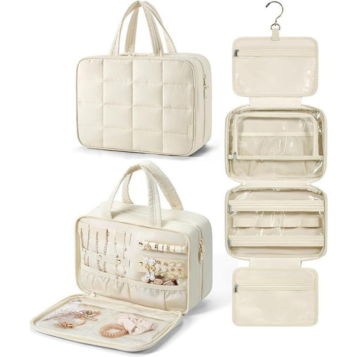 Jewelry Organizer Bag with Removable Hook and Transparent Compartment Division Kalsten