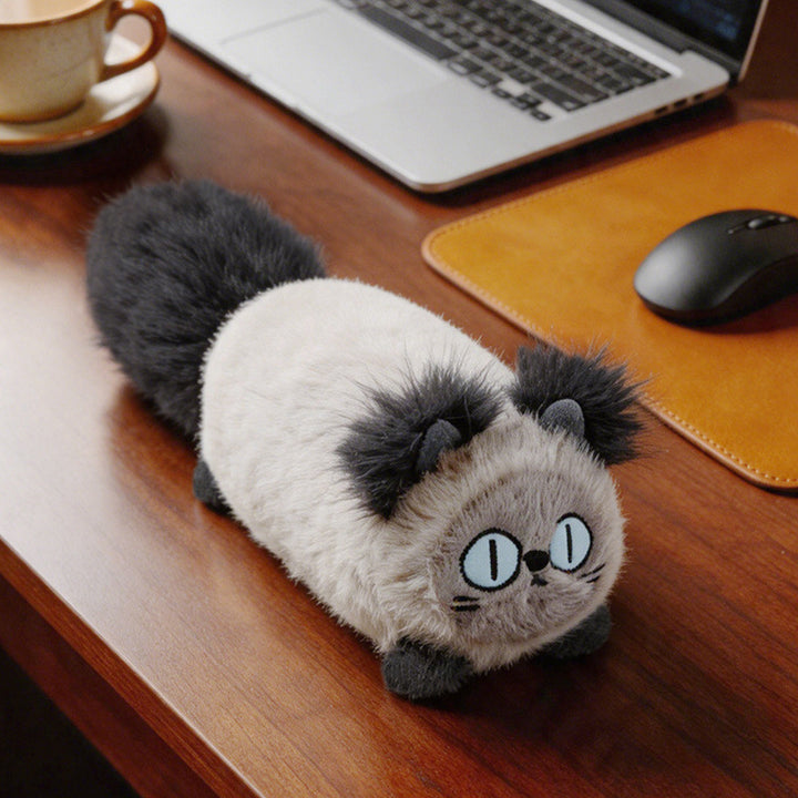 Long Plush Cat Desk Wrist Rest Cushion with Memory Foam Core and Anti-Slip Base Kalsten