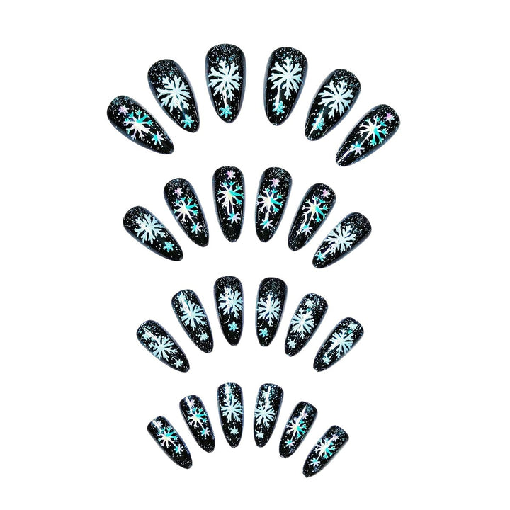 Artificial nails with shimmering snow crystal motif Kalsten